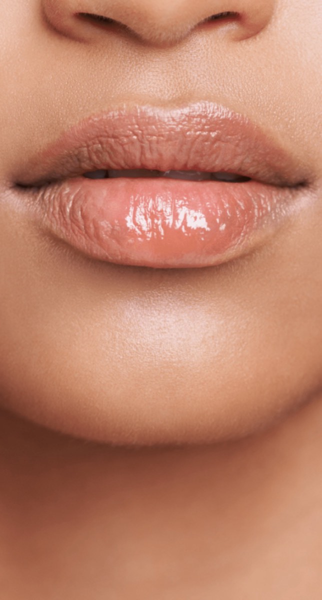 Close-up of a woman's lips and chin with a smooth, natural contour